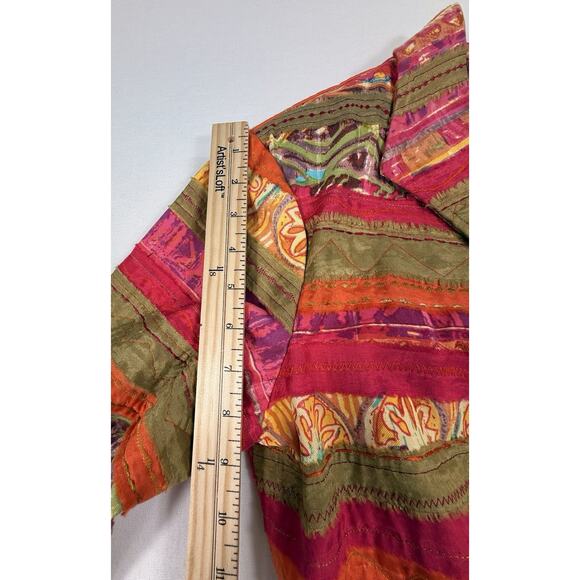 Coldwater Creek Pink Multicolor Patchwork Ribbon Appliqué Jacket PM - Picture 14 of 16